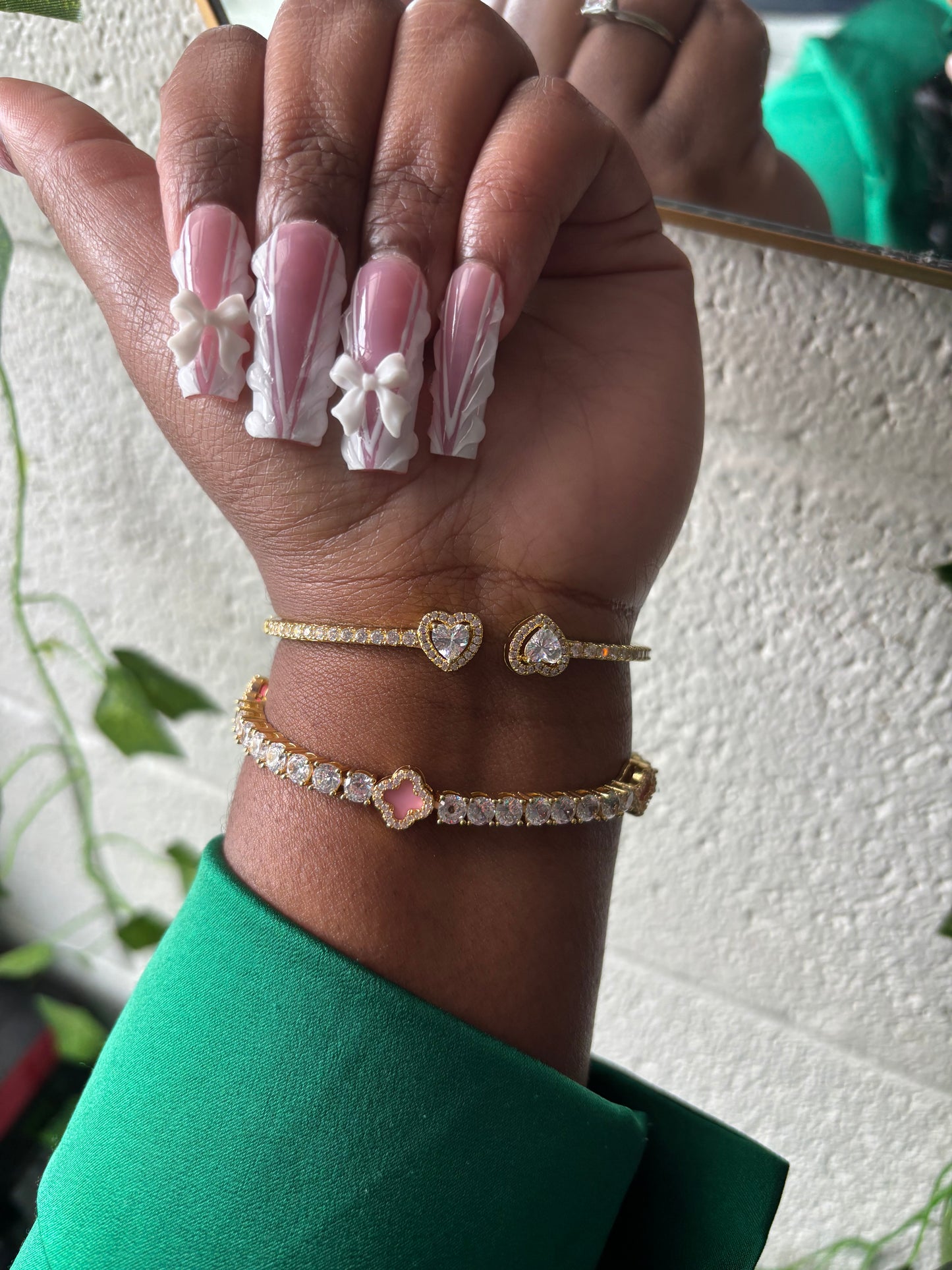 Pink Clover Tennis Bracelet