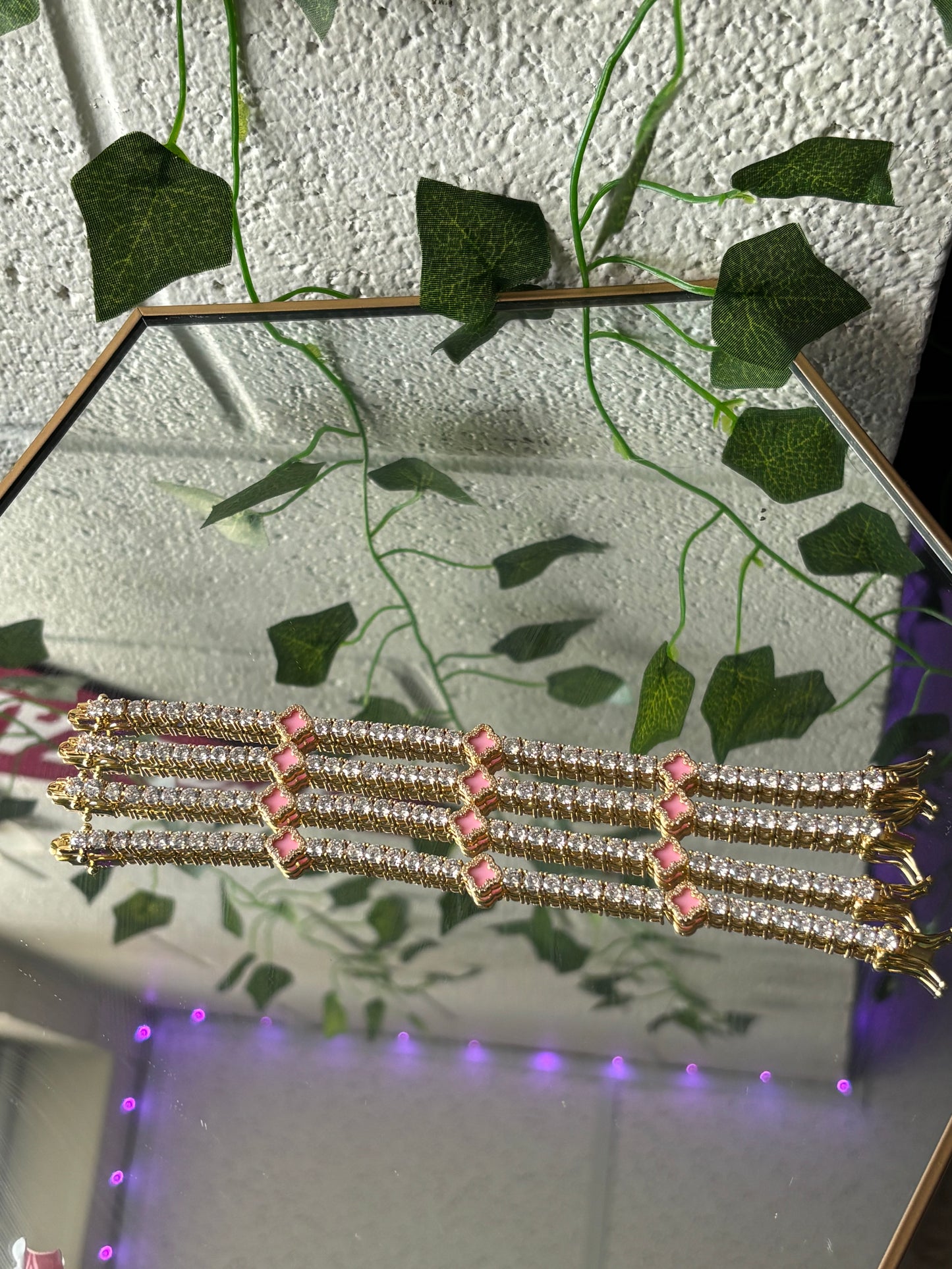 Pink Clover Tennis Bracelet