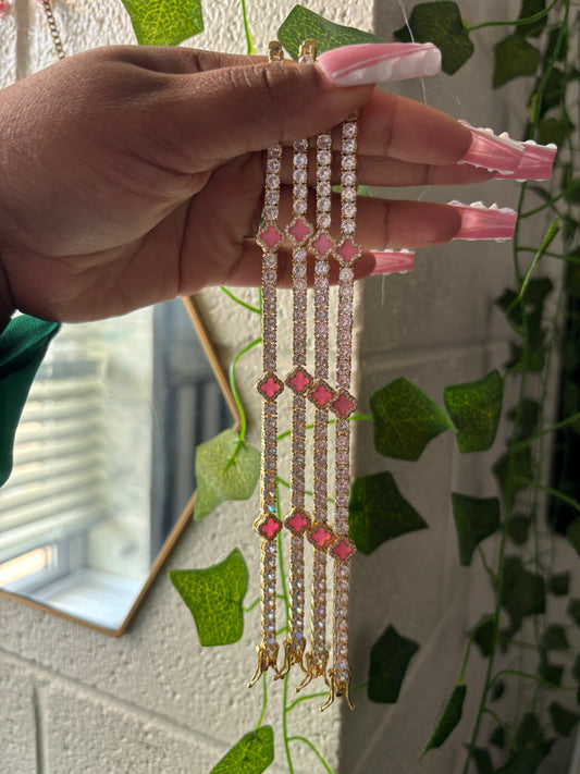 Pink Clover Tennis Bracelet